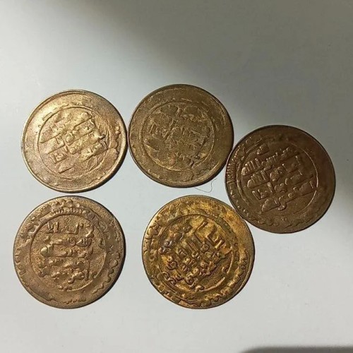 فروش 5 عدد سکه چکشی محمد رسول الله برنجی اصل