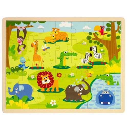 پازل چوبی کودک 45×35 طرح حیوانات جنگل