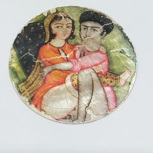 فروش نقاشی قدیمی روی صدف با قطر 6 سانتیمتر