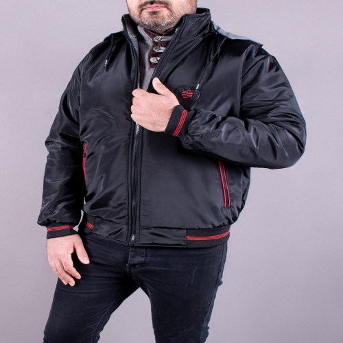 کاپشن مردانه دو رو مشکی نقره ای مدل 1292