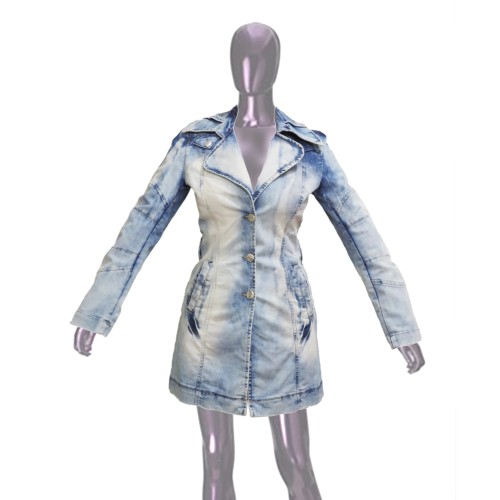 فروش مانتو جین ضخیم سایز M زنانه اسپرت آبی