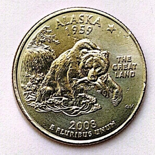 سکه 25 سنت آلاسکا آمریکا 2008 - کالای کلکسیونی نادر